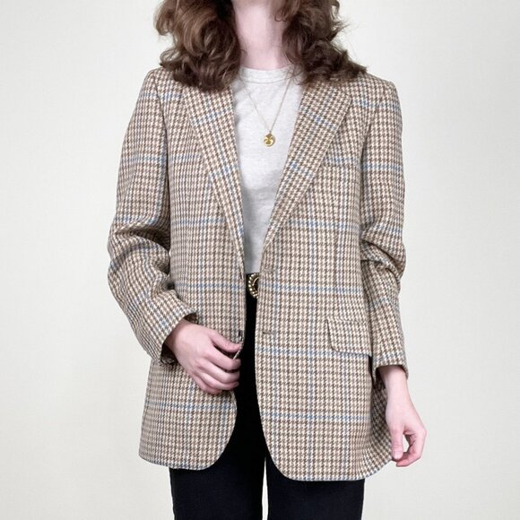 Lanvin Paris Union Made Vintage Blazer Jacket Coat Plaid Houndstooth 1950s 1960s - Picture 10 of 10
